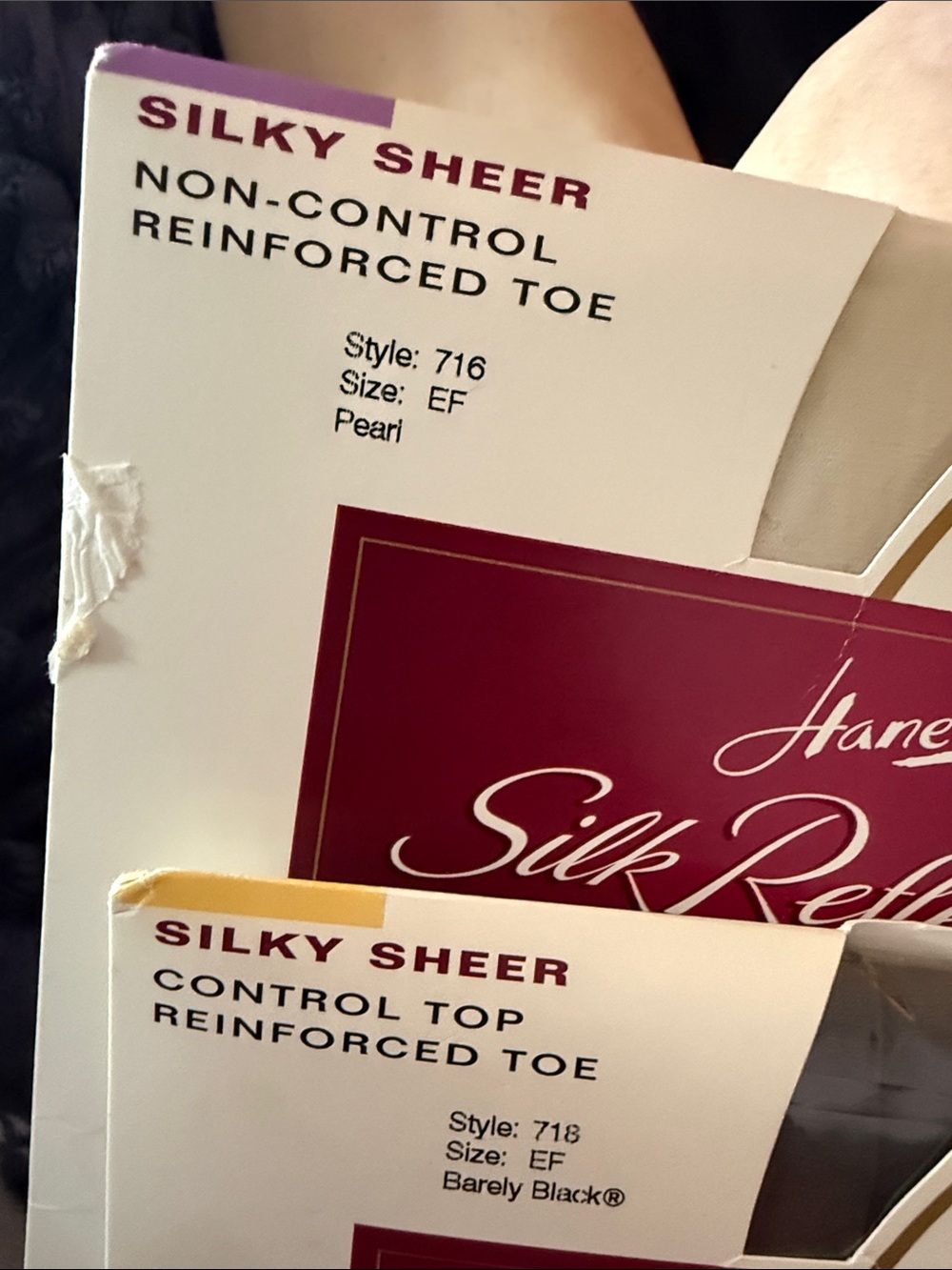 Hanes Silky Sheer Control Top Hosiery - Barely Black & Pearl NEW VINTAGE